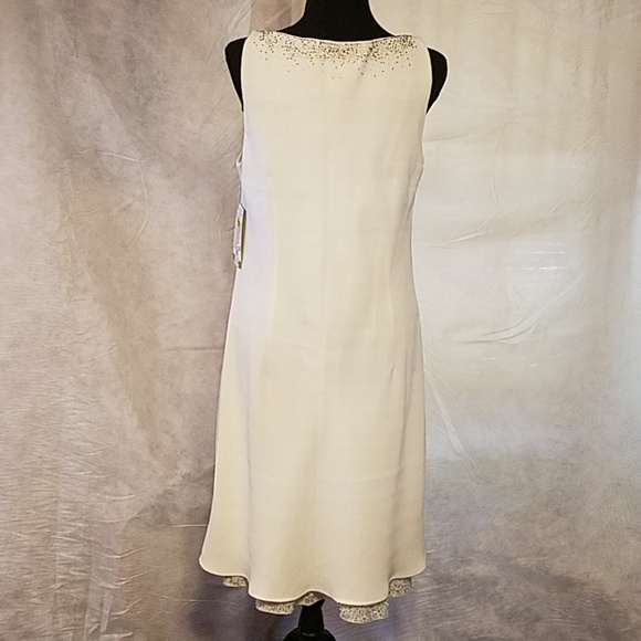 Creme colored beaded cocktail dress - Picture 6 of 11